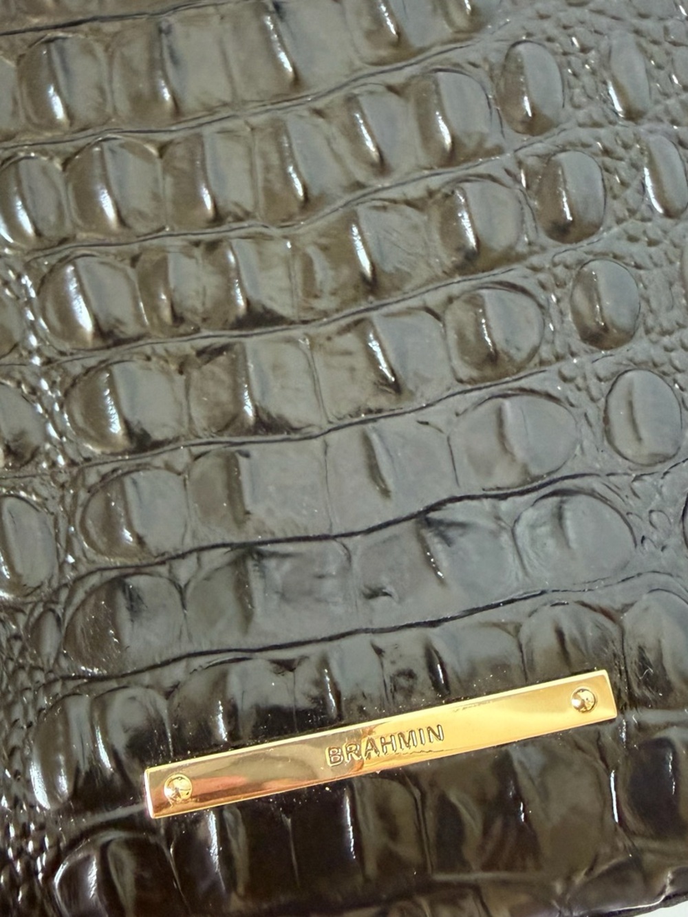 Brahmin Black Croc Embossed Leather Crossbody Bag - Picture 4 of 5